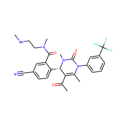 CNCCN(C)C(=O)c1cc(C#N)ccc1[C@H]1C(C(C)=O)=C(C)N(c2cccc(C(F)(F)F)c2)C(=O)N1C ZINC001772599266