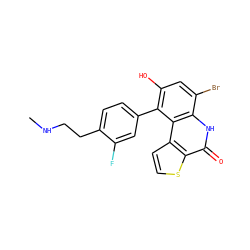 CNCCc1ccc(-c2c(O)cc(Br)c3[nH]c(=O)c4sccc4c23)cc1F ZINC000149238854