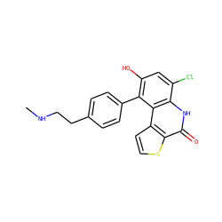 CNCCc1ccc(-c2c(O)cc(Cl)c3[nH]c(=O)c4sccc4c23)cc1 ZINC000165117100