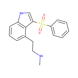 CNCCc1cccc2[nH]cc(S(=O)(=O)c3ccccc3)c12 ZINC000045351516