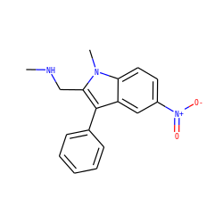 CNCc1c(-c2ccccc2)c2cc([N+](=O)[O-])ccc2n1C ZINC000205328479