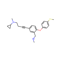 CNCc1cc(C#CCCN(C)C2CC2)ccc1Oc1ccc(SC)cc1 ZINC000028825163
