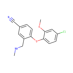 CNCc1cc(C#N)ccc1Oc1ccc(Cl)cc1OC ZINC000029129665