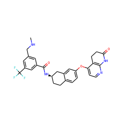 CNCc1cc(C(=O)N[C@@H]2CCc3ccc(Oc4ccnc5c4CCC(=O)N5)cc3C2)cc(C(F)(F)F)c1 ZINC000066112621
