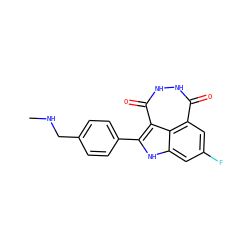 CNCc1ccc(-c2[nH]c3cc(F)cc4c(=O)[nH][nH]c(=O)c2c34)cc1 ZINC000473082310