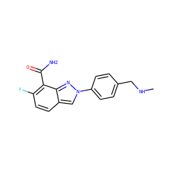 CNCc1ccc(-n2cc3ccc(F)c(C(N)=O)c3n2)cc1 ZINC000045347306