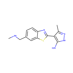 CNCc1ccc2nc(-c3c(C)n[nH]c3N)sc2c1 ZINC000114399948