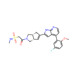 CNS(=O)(=O)CC(=O)N1C[C@H]2C=C(c3cc4c(-c5cc(F)ccc5OC)ccnc4[nH]3)C[C@H]2C1 ZINC000226055506