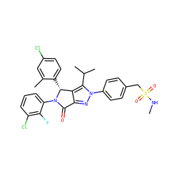CNS(=O)(=O)Cc1ccc(-n2nc3c(c2C(C)C)[C@@H](c2ccc(Cl)cc2C)N(c2cccc(Cl)c2F)C3=O)cc1 ZINC000224088206