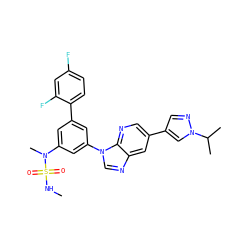 CNS(=O)(=O)N(C)c1cc(-c2ccc(F)cc2F)cc(-n2cnc3cc(-c4cnn(C(C)C)c4)cnc32)c1 ZINC001772643903