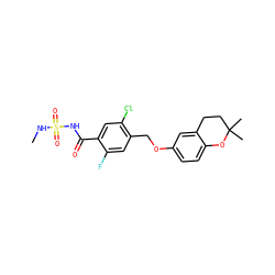 CNS(=O)(=O)NC(=O)c1cc(Cl)c(COc2ccc3c(c2)CCC(C)(C)O3)cc1F ZINC000261136285