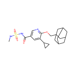 CNS(=O)(=O)NC(=O)c1cnc(OCC23CC4CC(CC(C4)C2)C3)c(C2CC2)c1 ZINC000216248090