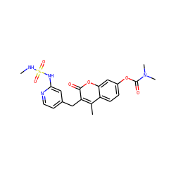 CNS(=O)(=O)Nc1cc(Cc2c(C)c3ccc(OC(=O)N(C)C)cc3oc2=O)ccn1 ZINC000114920544