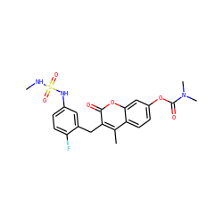 CNS(=O)(=O)Nc1ccc(F)c(Cc2c(C)c3ccc(OC(=O)N(C)C)cc3oc2=O)c1 ZINC000103251032