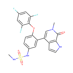 CNS(=O)(=O)Nc1ccc(Oc2c(F)cc(F)cc2F)c(-c2cn(C)c(=O)c3[nH]ccc23)c1 ZINC000145420694