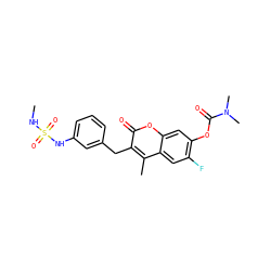 CNS(=O)(=O)Nc1cccc(Cc2c(C)c3cc(F)c(OC(=O)N(C)C)cc3oc2=O)c1 ZINC000103251035