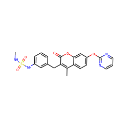 CNS(=O)(=O)Nc1cccc(Cc2c(C)c3ccc(Oc4ncccn4)cc3oc2=O)c1 ZINC000103251040
