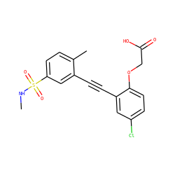 CNS(=O)(=O)c1ccc(C)c(C#Cc2cc(Cl)ccc2OCC(=O)O)c1 ZINC000073195936