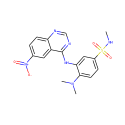 CNS(=O)(=O)c1ccc(N(C)C)c(Nc2ncnc3ccc([N+](=O)[O-])cc23)c1 ZINC000165888798