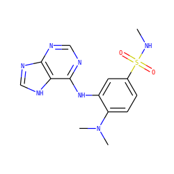 CNS(=O)(=O)c1ccc(N(C)C)c(Nc2ncnc3nc[nH]c23)c1 ZINC000146075327