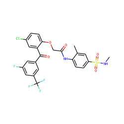 CNS(=O)(=O)c1ccc(NC(=O)COc2ccc(Cl)cc2C(=O)c2cc(F)cc(C(F)(F)F)c2)c(C)c1 ZINC000028566677
