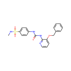 CNS(=O)(=O)c1ccc(NC(=O)Nc2ncccc2OCc2ccccc2)cc1 ZINC000013680237