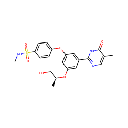 CNS(=O)(=O)c1ccc(Oc2cc(O[C@@H](C)CO)cc(-c3ncc(C)c(=O)[nH]3)c2)cc1 ZINC000096273786