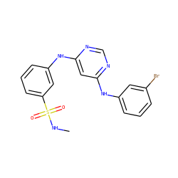 CNS(=O)(=O)c1cccc(Nc2cc(Nc3cccc(Br)c3)ncn2)c1 ZINC000204165663