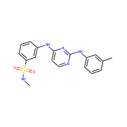 CNS(=O)(=O)c1cccc(Nc2ccnc(Nc3cccc(C)c3)n2)c1 ZINC001772609678