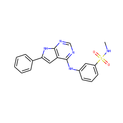 CNS(=O)(=O)c1cccc(Nc2ncnc3[nH]c(-c4ccccc4)cc23)c1 ZINC000146256051