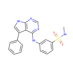 CNS(=O)(=O)c1cccc(Nc2ncnc3[nH]cc(-c4ccccc4)c23)c1 ZINC000146365425
