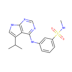 CNS(=O)(=O)c1cccc(Nc2ncnc3[nH]cc(C(C)C)c23)c1 ZINC000199024186