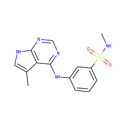 CNS(=O)(=O)c1cccc(Nc2ncnc3[nH]cc(C)c23)c1 ZINC000146024503