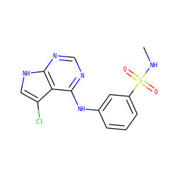 CNS(=O)(=O)c1cccc(Nc2ncnc3[nH]cc(Cl)c23)c1 ZINC000146107020