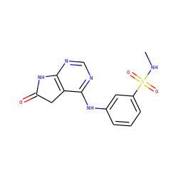 CNS(=O)(=O)c1cccc(Nc2ncnc3c2CC(=O)N3)c1 ZINC000473120636