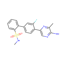 CNS(=O)(=O)c1ccccc1-c1ccc(-c2cnc(N)c(C)n2)c(F)c1 ZINC000224731969