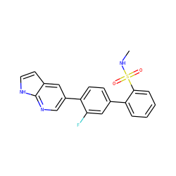 CNS(=O)(=O)c1ccccc1-c1ccc(-c2cnc3[nH]ccc3c2)c(F)c1 ZINC000224807030