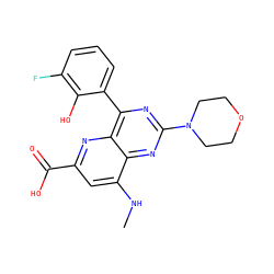 CNc1cc(C(=O)O)nc2c(-c3cccc(F)c3O)nc(N3CCOCC3)nc12 ZINC000169698810