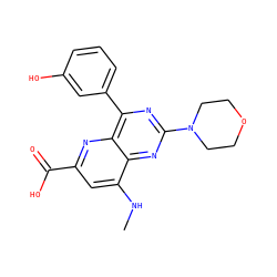 CNc1cc(C(=O)O)nc2c(-c3cccc(O)c3)nc(N3CCOCC3)nc12 ZINC000143059265