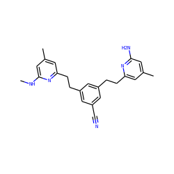 CNc1cc(C)cc(CCc2cc(C#N)cc(CCc3cc(C)cc(N)n3)c2)n1 ZINC000222071288