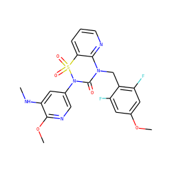 CNc1cc(N2C(=O)N(Cc3c(F)cc(OC)cc3F)c3ncccc3S2(=O)=O)cnc1OC ZINC000211190235