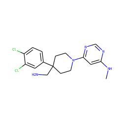 CNc1cc(N2CCC(CN)(c3ccc(Cl)c(Cl)c3)CC2)ncn1 ZINC000103251764