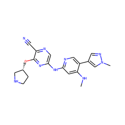CNc1cc(Nc2cnc(C#N)c(O[C@@H]3CCNC3)n2)ncc1-c1cnn(C)c1 ZINC000095557889