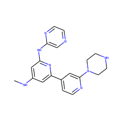 CNc1cc(Nc2cnccn2)nc(-c2ccnc(N3CCNCC3)c2)c1 ZINC000084687836