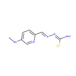 CNc1ccc(/C=N/N=C(/N)S)nc1 ZINC000013756687