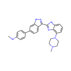 CNc1ccc(-c2ccc3c(-c4nc5c(N6CCN(C)CC6)cccc5[nH]4)n[nH]c3c2)cc1 ZINC000040913615