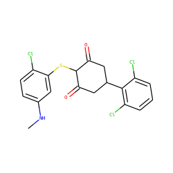 CNc1ccc(Cl)c(SC2C(=O)CC(c3c(Cl)cccc3Cl)CC2=O)c1 ZINC000473120355