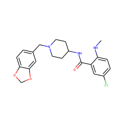 CNc1ccc(Cl)cc1C(=O)NC1CCN(Cc2ccc3c(c2)OCO3)CC1 ZINC000028524527
