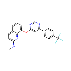 CNc1ccc2cccc(Oc3cc(-c4ccc(C(F)(F)F)cc4)ncn3)c2n1 ZINC000014974108