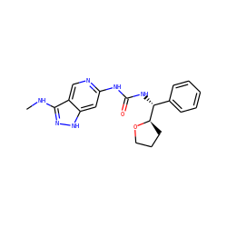 CNc1n[nH]c2cc(NC(=O)N[C@H](c3ccccc3)[C@H]3CCCO3)ncc12 ZINC000210841962